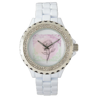 Reloj De Pulsera Blooming Rose White Ceramic Fashion Wrist Watch