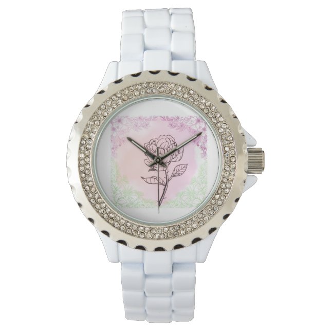 Reloj De Pulsera Blooming Rose White Ceramic Fashion Wrist Watch (Anverso)