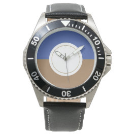 Reloj De Pulsera Bloque de color blanco Mocha azul circular moderno