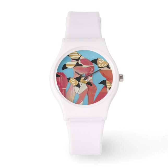 Reloj De Pulsera Bloque de flamencos (Anverso)