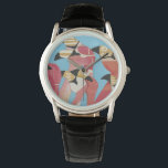 Reloj De Pulsera Bloque de flamencos<br><div class="desc">"Flock of Flamingoes II" de Jennifer Rutledge. Presenta un grupo de flamencos con texturas variables aplicadas.</div>