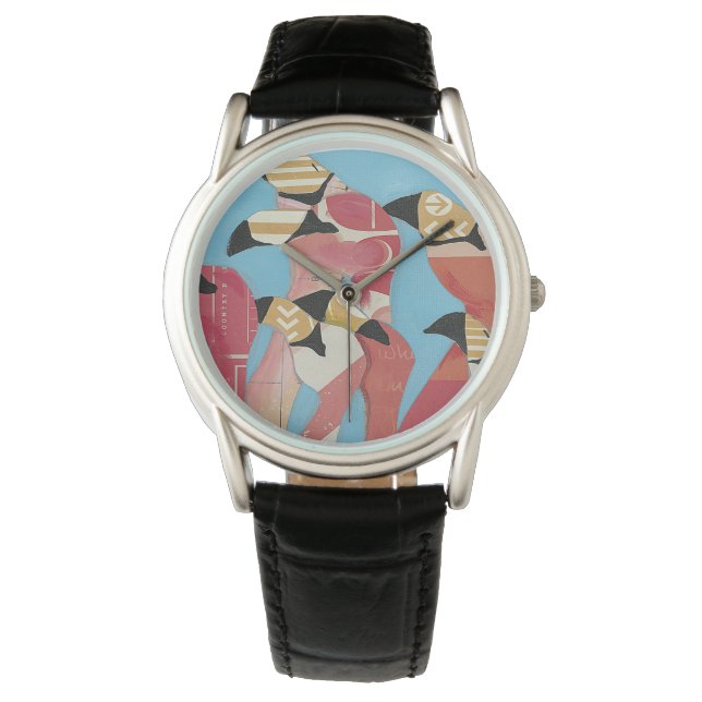 Reloj De Pulsera Bloque de flamencos (Anverso)