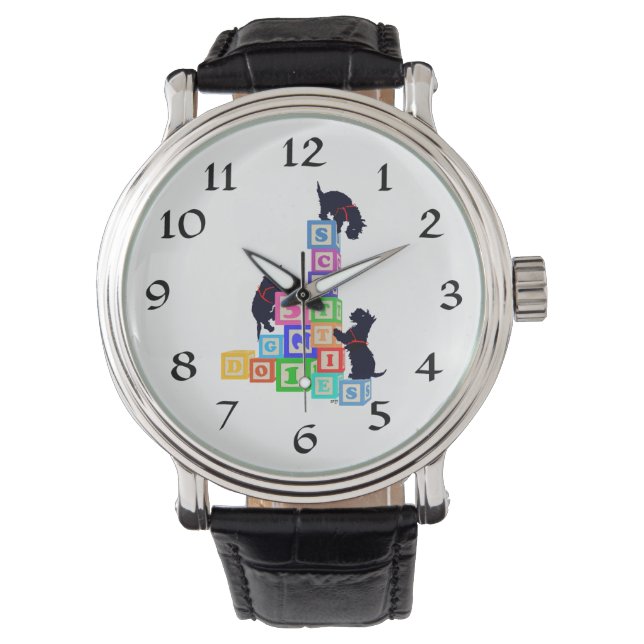 Reloj De Pulsera Bloques alfabéticos de perros Scottie (Anverso)
