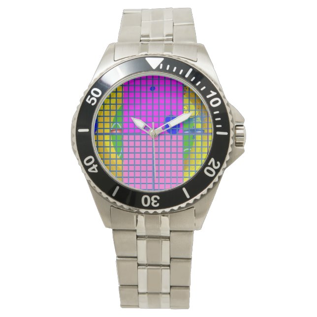 Reloj De Pulsera Bloques rosados modernos (Anverso)