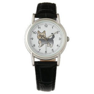 Reloj De Pulsera Blue And Gold Yorkshire Terrier Yorkie Cartoon Dog