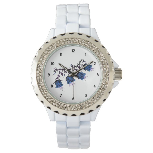 Reloj De Pulsera Blue Canterbury Bells Womens Diamante de imitación (Anverso)