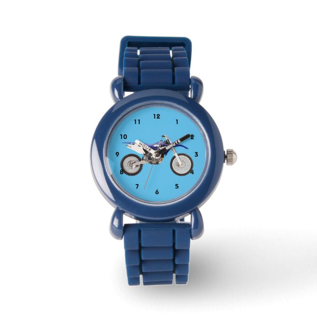 Reloj De Pulsera Blue Dirtbike Deportes Niños Motocicleta Niño (Anverso)