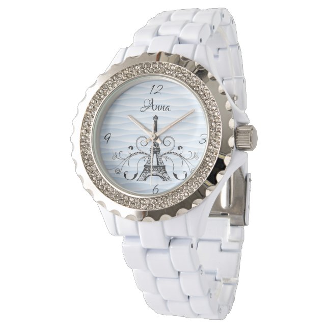 Reloj De Pulsera Blue Eiffel Tower Flourish Watch (Angular)