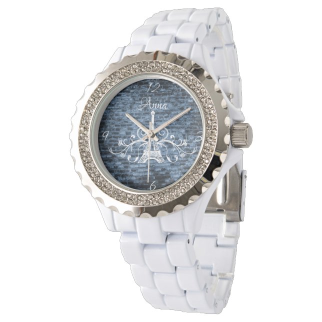 Reloj De Pulsera Blue Eiffel Tower Grunge Watch (Angular)