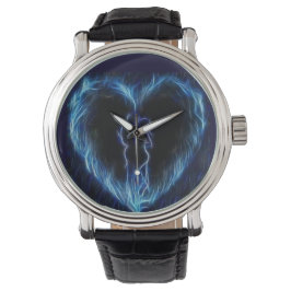 Reloj De Pulsera Blue Fire Heart Watch