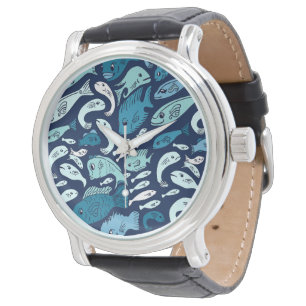 Reloj De Pulsera Blue Fish Globe Watch