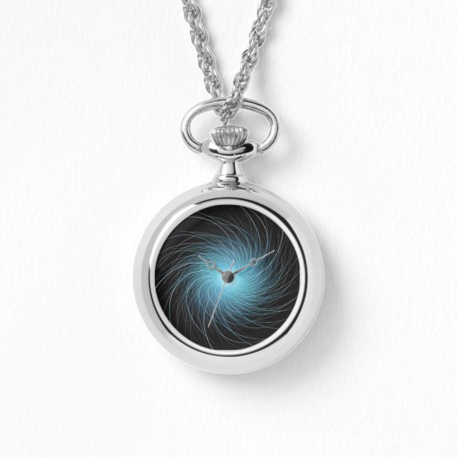 Reloj De Pulsera Blue Fractal Cosmic Swirad on Black (Anverso)