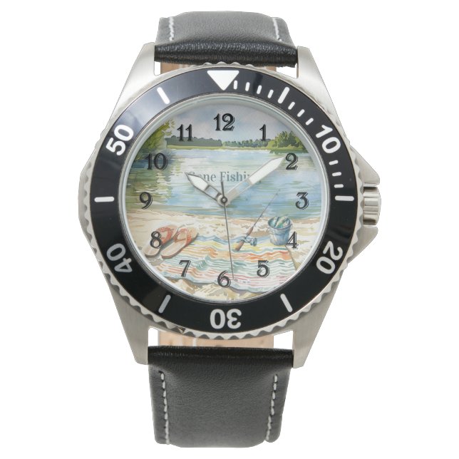 Reloj De Pulsera Blue Gone Fishing Bucket Lake (Anverso)