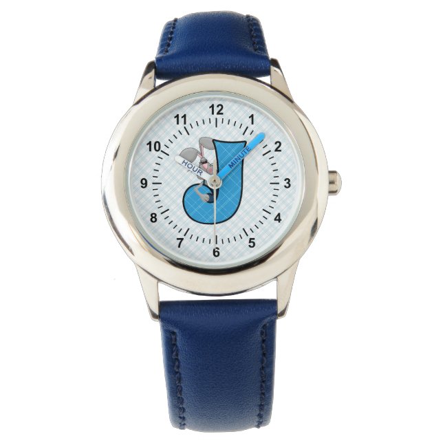 Reloj De Pulsera Blue Jackrabbit Monogrammed J Boys (Anverso)