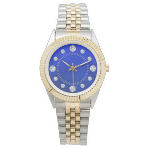 Reloj De Pulsera Blue Lapis Diamond Solitaire Dial Steel Gold