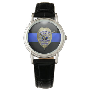 Reloj De Pulsera Blue Line fino - insignia jubilada oro de la