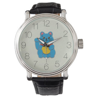 Reloj De Pulsera Blue Maneki-Neko: Trayendo paz, estabilidad