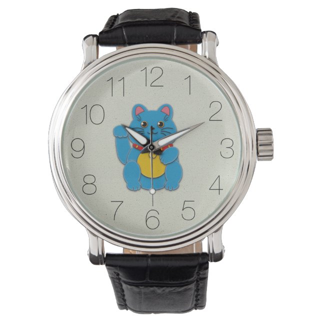 Reloj De Pulsera Blue Maneki-Neko: Trayendo paz, estabilidad (Anverso)
