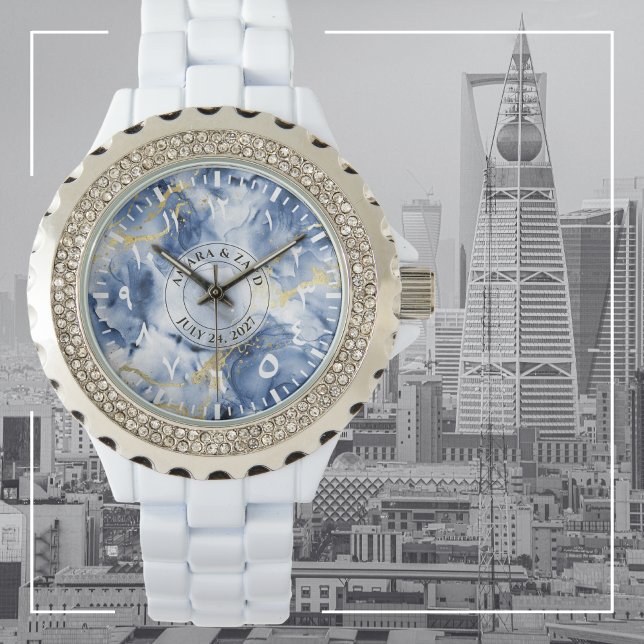 Reloj De Pulsera Blue Marble Watch con números árabes - Elegante (Subido por el creador)