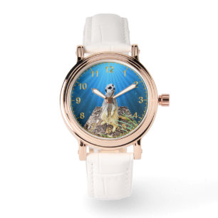Reloj De Pulsera Blue Meerkat Night Pop Out Art,