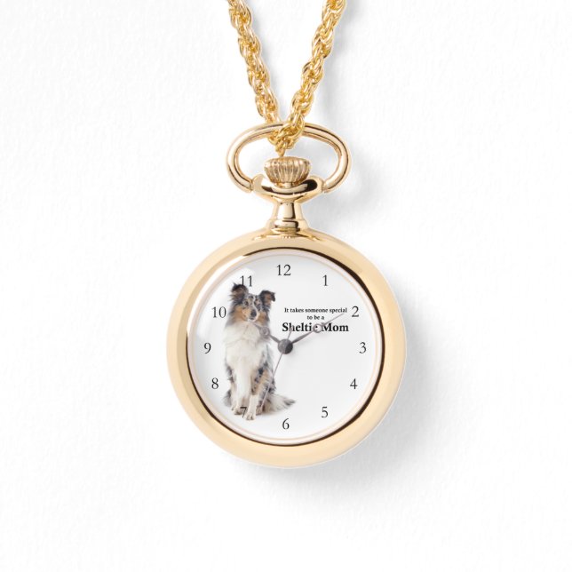 Reloj De Pulsera Blue Merle Sheltie Mom Watch (Anverso)
