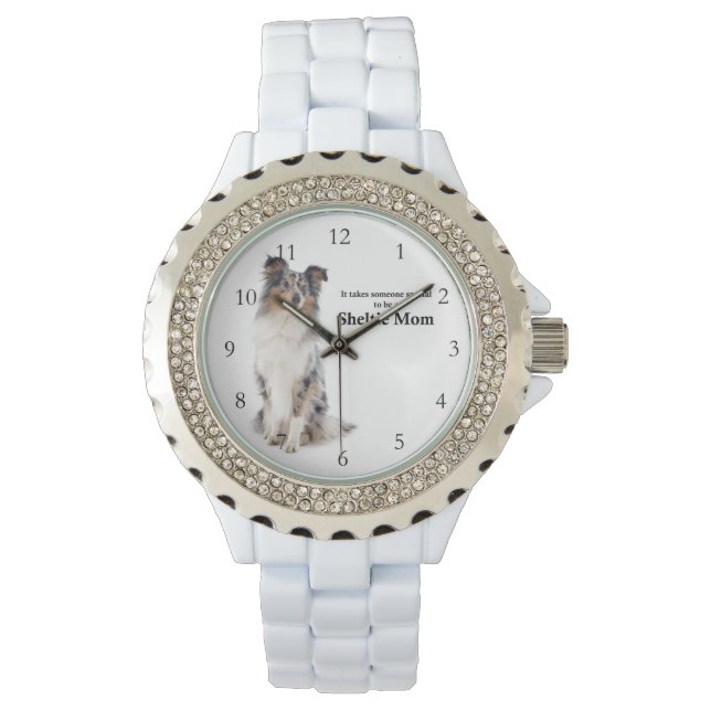 Reloj De Pulsera Blue Merle Sheltie Mom Watch (Anverso)
