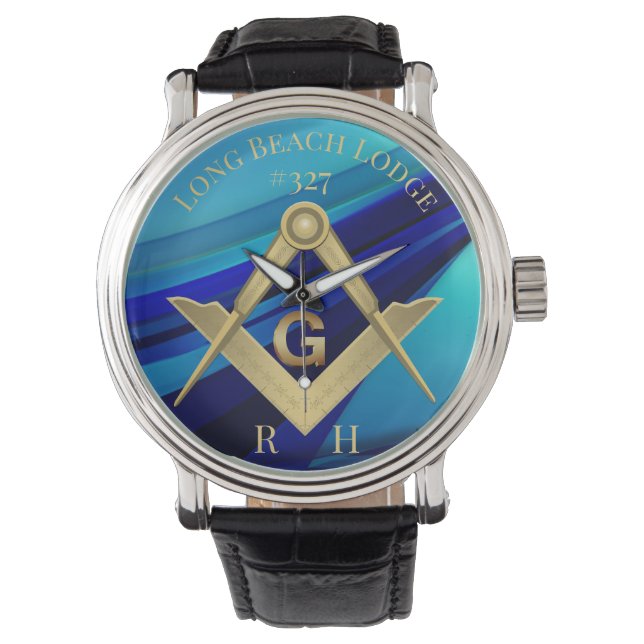 Reloj De Pulsera Blue Monogram Masonic Lodge (Anverso)