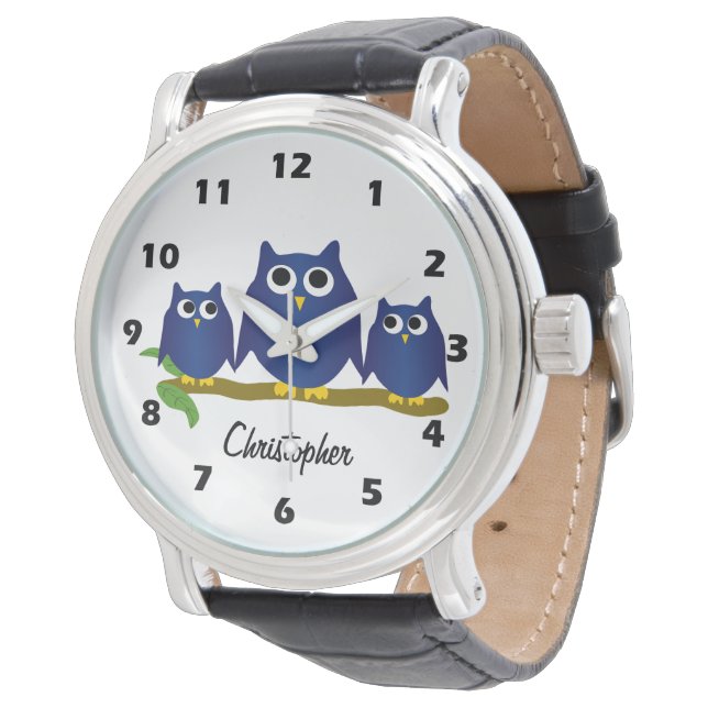 Reloj De Pulsera Blue Owl Design Personalised (Angular)