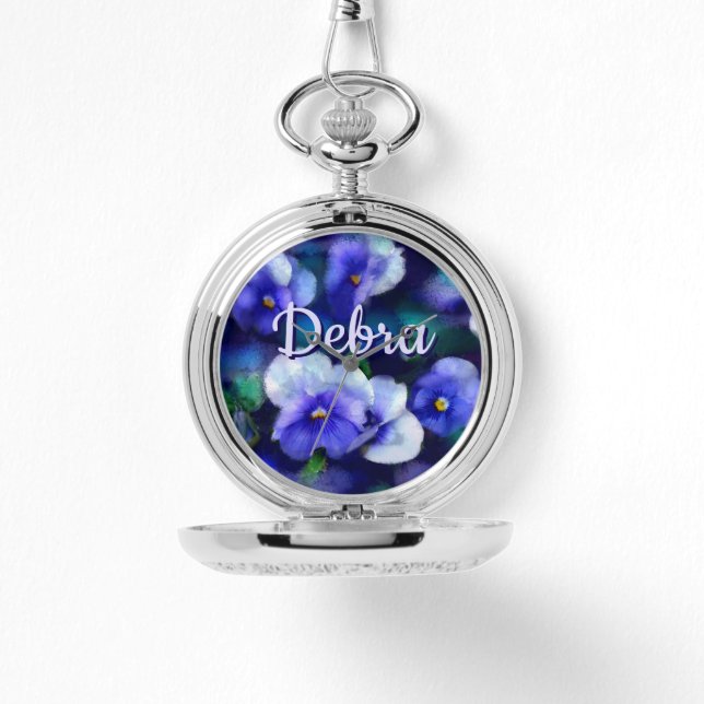 Reloj De Pulsera Blue Pansies Pansy Flower Floral Personalized (Anverso)