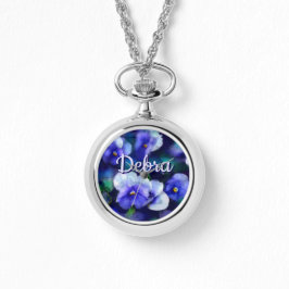 Reloj De Pulsera Blue Pansies Pansy Flower Floral Personalized