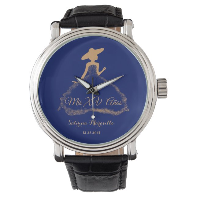 Reloj De Pulsera Blue Royal charra quinceañera, azul watch wester (Anverso)
