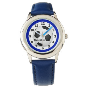 Reloj De Pulsera Blue Soccer Watts para los niños con su nombre
