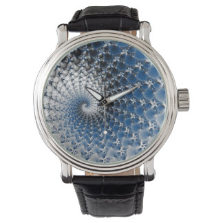 Reloj De Pulsera Blue Spiral Watch Vintage Leather Strap Black