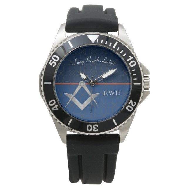 Reloj De Pulsera Blue Sporty Monogram Masonic Watch (Anverso)