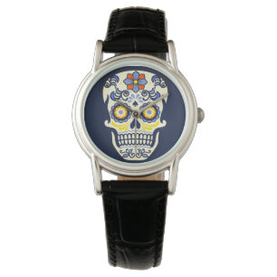Reloj De Pulsera Blue Sugar Skull