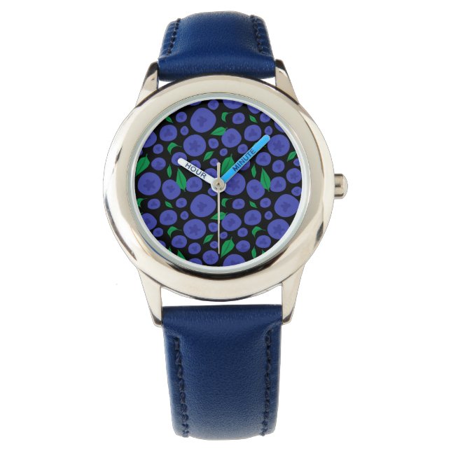 Reloj De Pulsera Blueberries Seamless Pattern (Anverso)