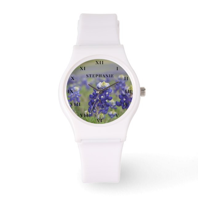 Reloj De Pulsera Bluebonnets Texas Flor Lupine Floral (Anverso)