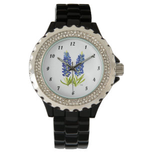 Reloj De Pulsera Bluebonnets Texas State Flowe Lupine Watercolor
