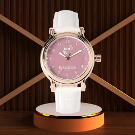 Reloj De Pulsera Blush Pink and Gold Personalized Custom Monogram