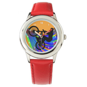 Reloj De Pulsera BMX sobre el camino arcoiris