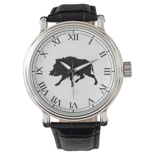 Reloj De Pulsera Boar salvaje o cerdo salvaje elegante silueta (Anverso)