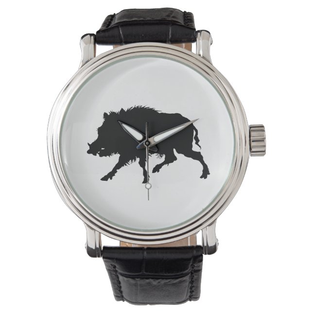 Reloj De Pulsera Boar salvaje o cerdo salvaje elegante silueta (Anverso)