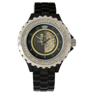 Reloj De Pulsera Boda de diamantes bonito con foto en negro