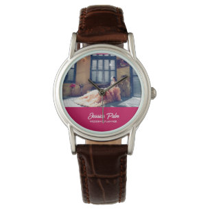 Reloj De Pulsera boda fotográfico personalizado rosa