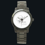 Reloj De Pulsera Boda Groomsman Regalo Elegante Monograma Guay Negr<br><div class="desc">Boda Groomsman Groomsmen Regalo Elegante Monograma Guay Black Sportsman's Watch. Haga clic en Personalizar esta plantilla para personalizar con el primer, el nombre y la fecha del monograma de forma rápida y sencilla. El boda Groomsman Gift Elegant Monograma Guay Black Watch, forma parte de la colección de regalos Groomsman de...</div>