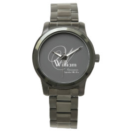 Reloj De Pulsera Boda Groomsman Regalo Monograma moderno Guay Negro