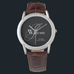Reloj De Pulsera Boda Mejor regalo de hombre Monograma moderno Guay<br><div class="desc">Boda Mejor Regalo Hombre Monograma Moderno Y Nombrar Reloj Clásico Guay. Personalizar por ese toque especial a tu regalo de Mejor Hombre. Haga clic en personalizar esta plantilla para personalizar con el nombre inicial, el nombre y la fecha de su apellido de monograma de forma rápida y sencilla. El boda...</div>