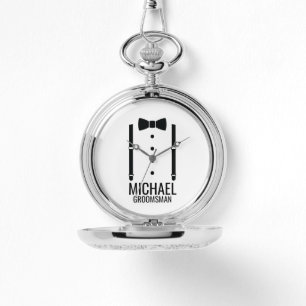 Reloj De Pulsera Boda negro Bow Tie Personalizado Groomsmen
