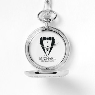 Reloj De Pulsera Boda negro Tuxedo Suit Groomsmen personalizado