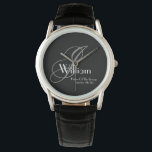 Reloj De Pulsera Boda Padre De Los Monogramas De Regalo De Groom<br><div class="desc">Boda Padre Del Regalo Groom Monograma Moderno Reloj De Deportes Guay. Haga clic en personalizar esta plantilla para personalizar con la inicial del monograma, el nombre y la fecha de matrimonio de forma rápida y sencilla. El boda Padre del Reloj Deportivo de Regalos Groom, forma parte de la colección de...</div>